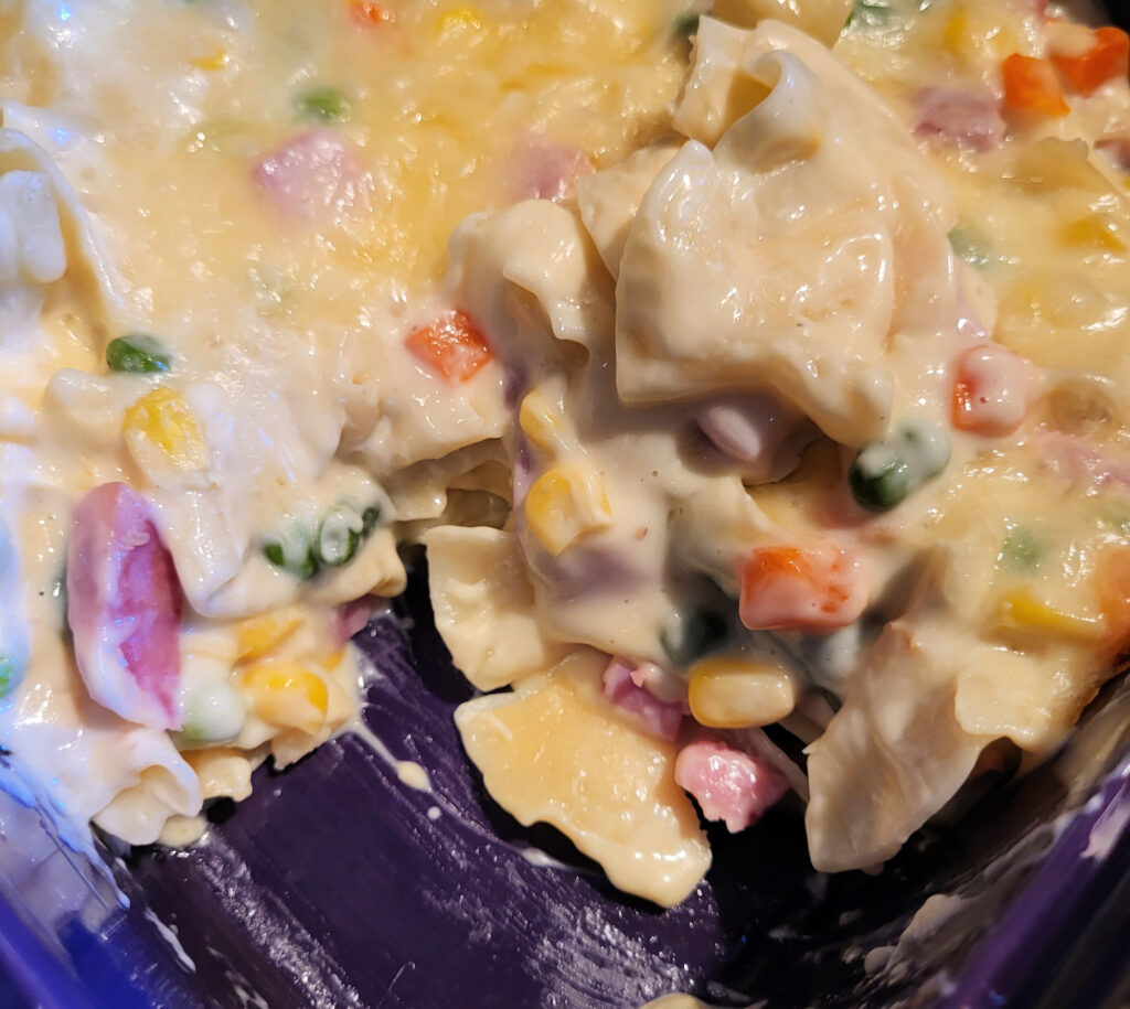 Ham Noodle Casserole Baked With Piece served 