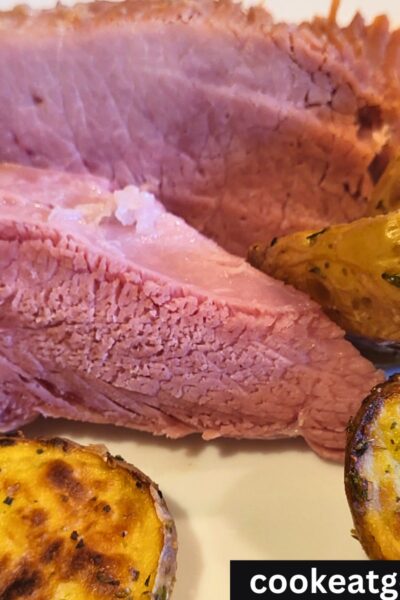 Dr. Pepper Ham served with air fryer potatoes