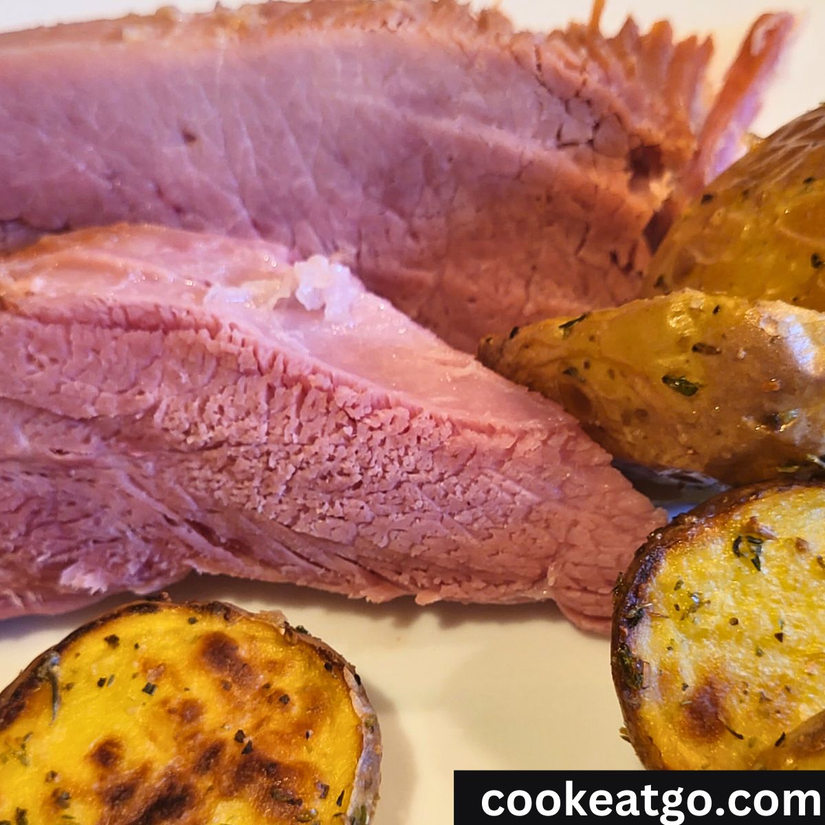 Dr. Pepper Ham served with air fryer potatoes
