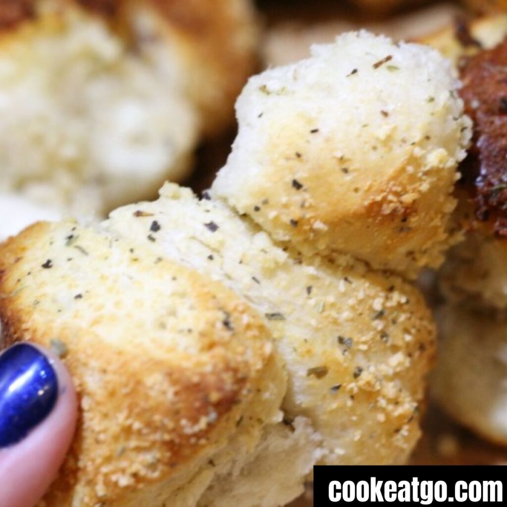 Garlic Parmesan Biscuit Pull Apart Bread pulled out of the pan
