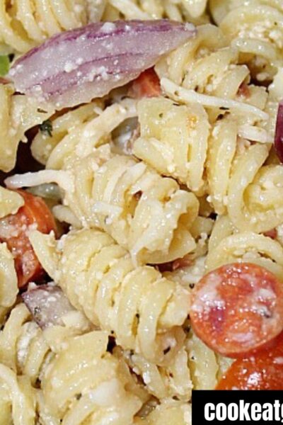 Pizza Pasta Salad served in a bowl
