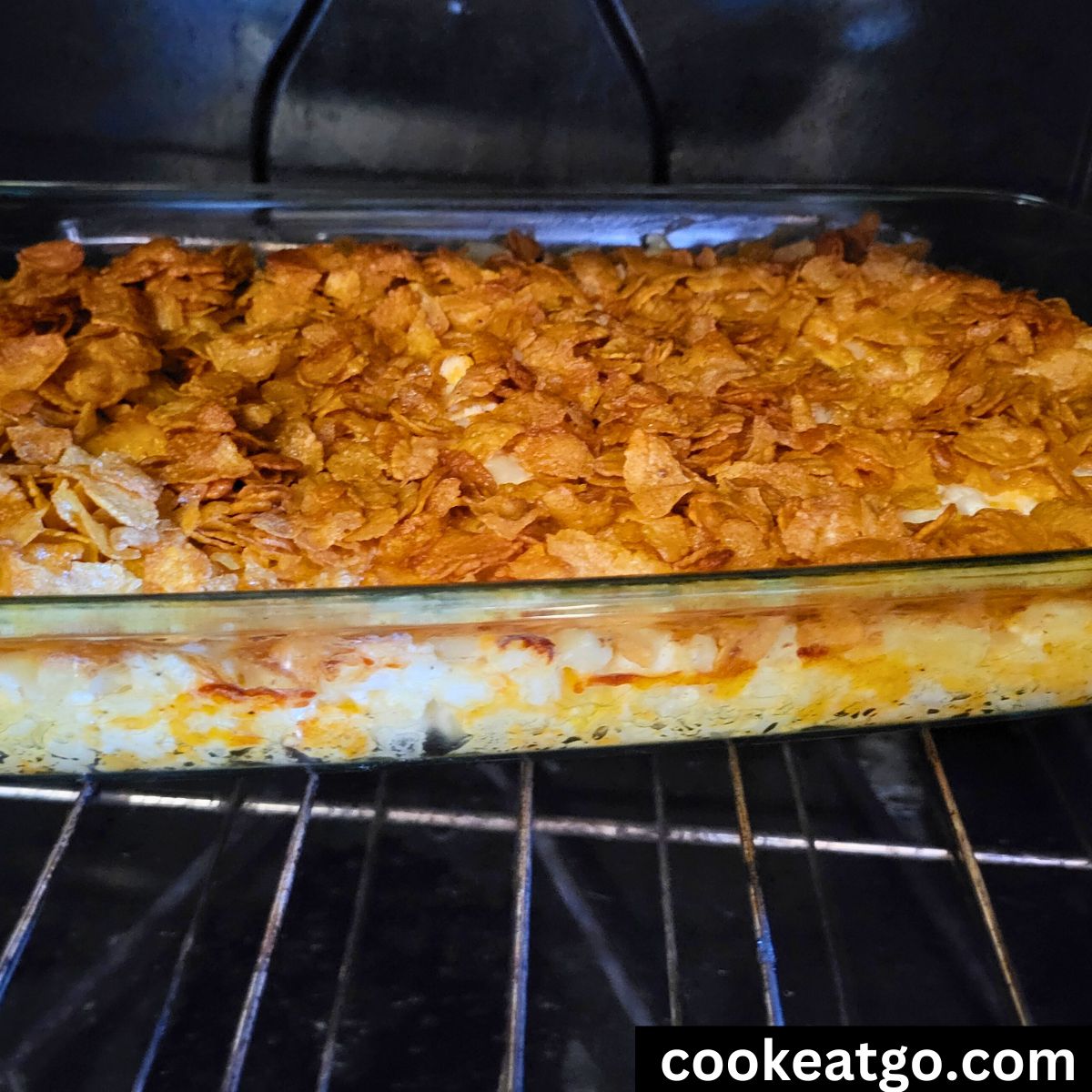 Hash Brown Casserole Baking in Oven