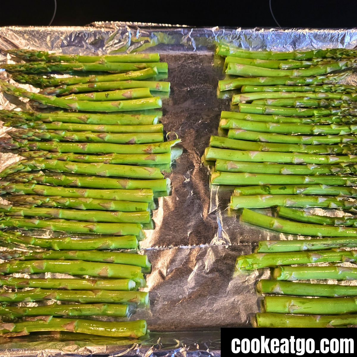 Cleaned Asparagus on cookie sheet lined with foil