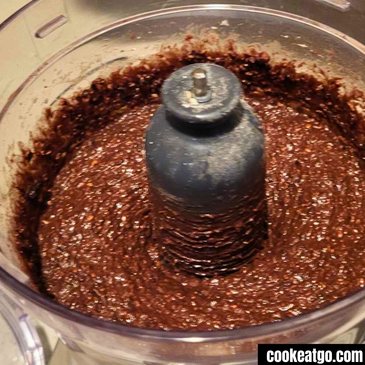 Black bean brownie batter in food processor blended
