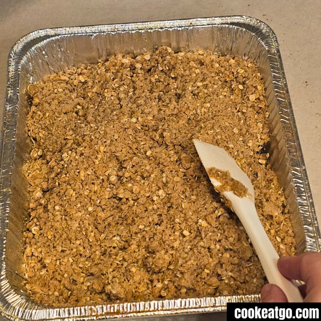 Peach Crisp before going in oven in pan